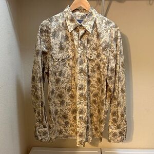 Roper Paisley Button-Up Shirt in Beige and Blue